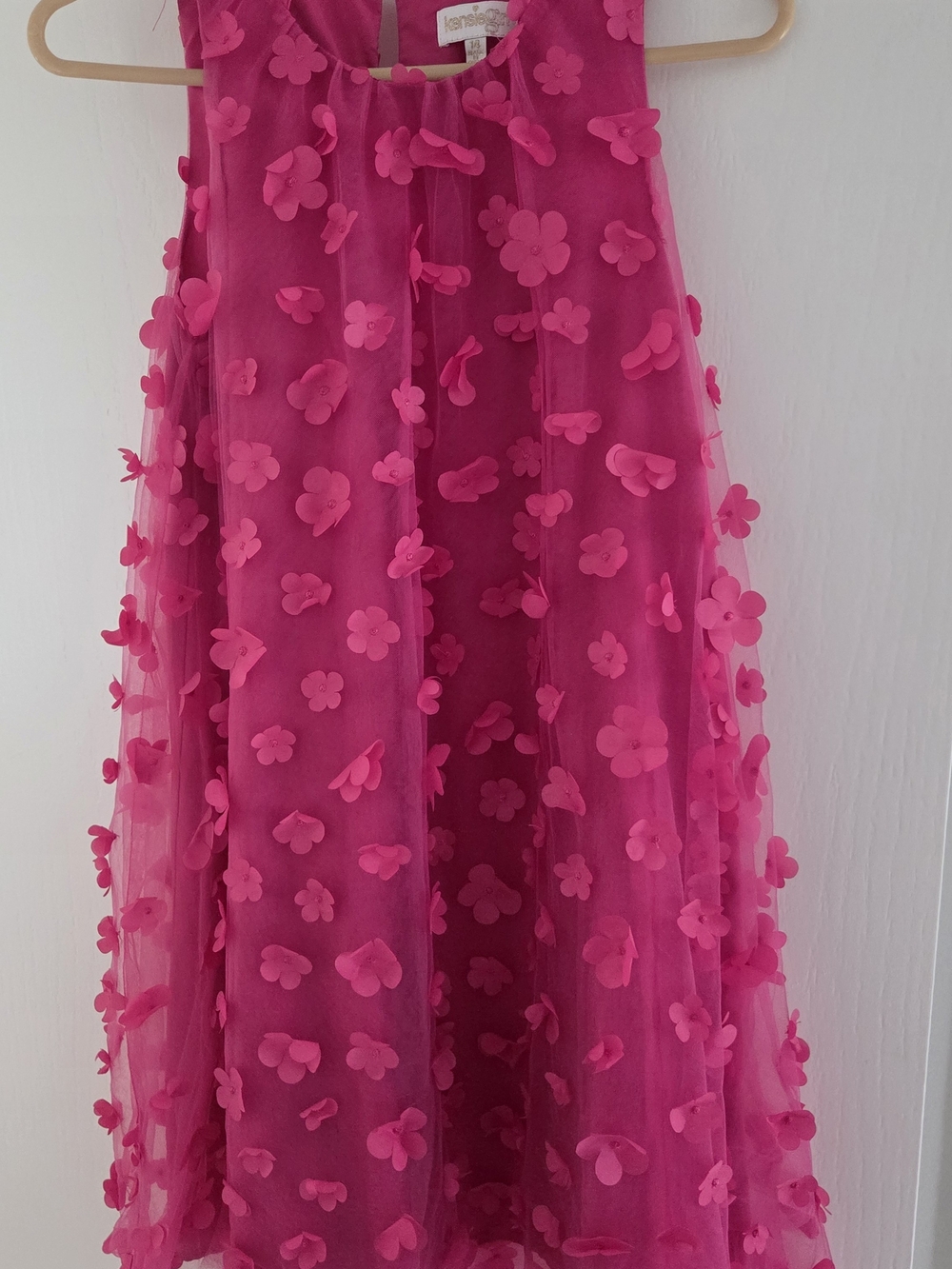 Kensie Girl Bright Pink 3D Floral Party Dress